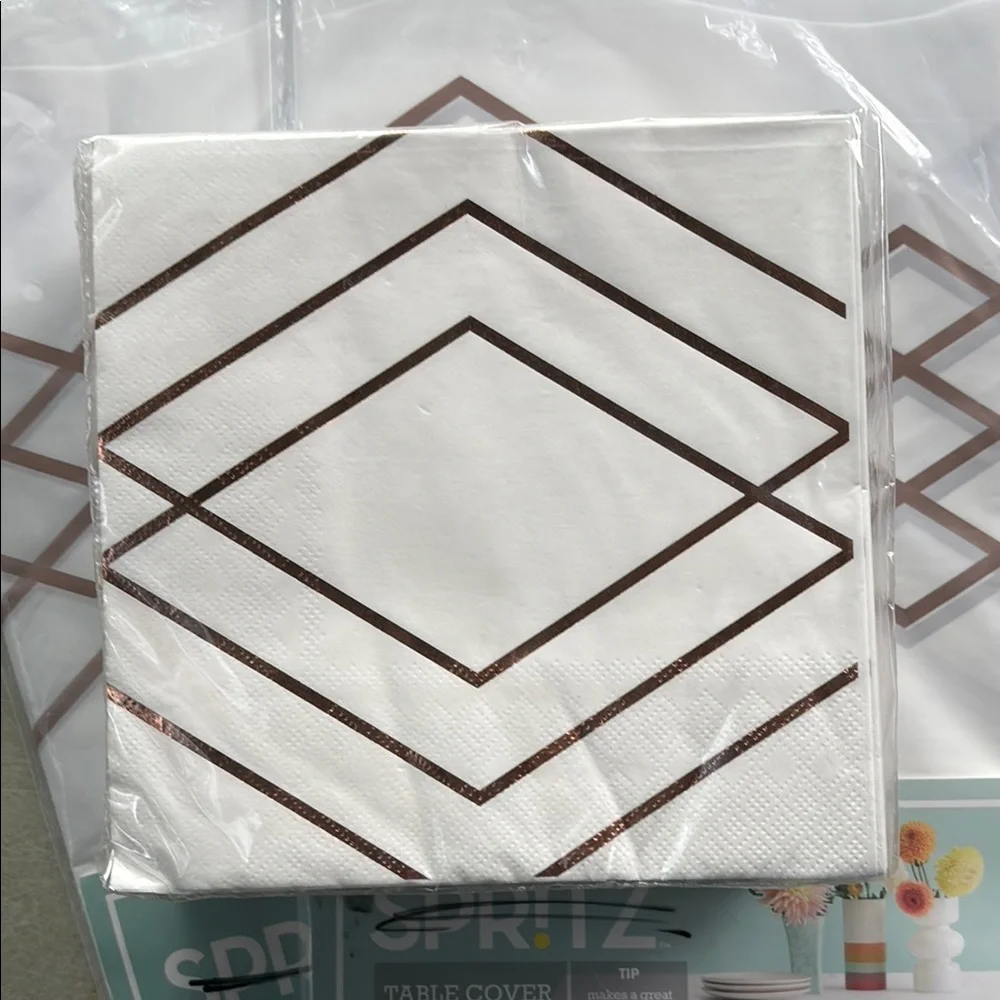 Spritz Rose Gold Party Hats, Table Covers & Napkins Set